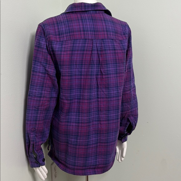 Vintage Lands’ End shacket plaid shirt jacket purple medium - Picture 6 of 7